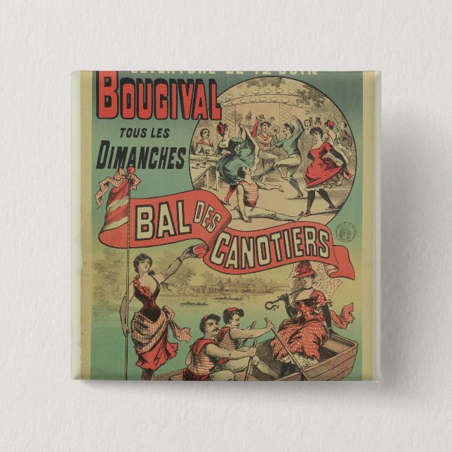 Poster advertising 'Le Bal des Canotiers' Pinback Button (Front)