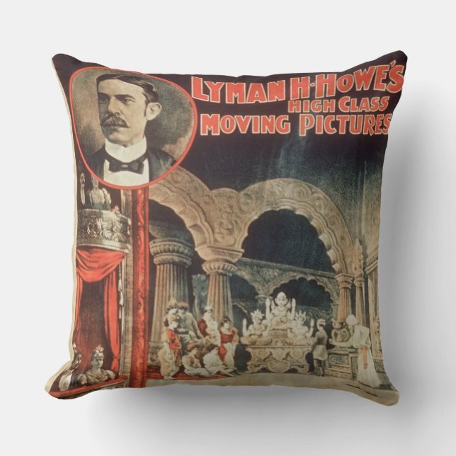 Poster advertising Lyman H. Howe's 'High Class Mov Throw Pillow (Front)