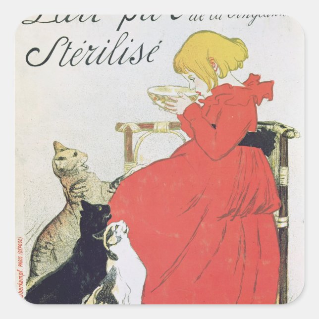 Poster advertising Pure Sterilised Milk Square Sticker (Front)