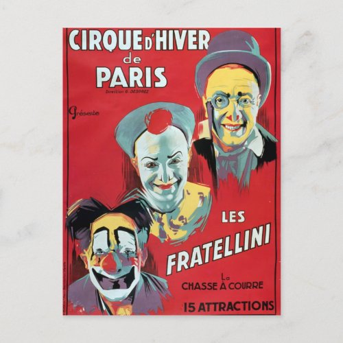 Poster advertising the Cirque dHiver de Paris Postcard