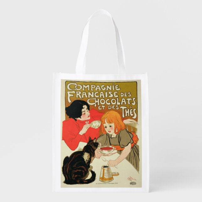 Poster Advertising the French Company of Chocolate Reusable Grocery Bag (Front)