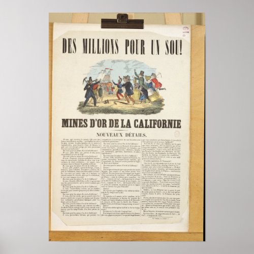Poster advertising the gold mines in California