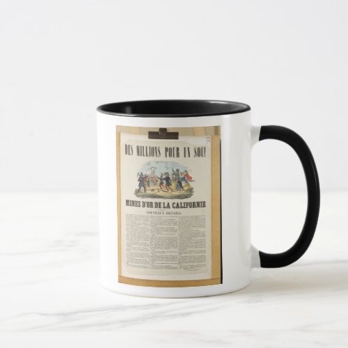 Poster advertising the gold mines in California Mug