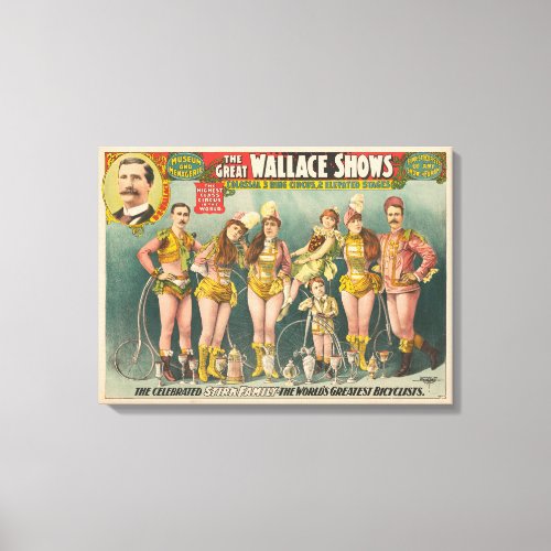 Poster Advertising The Great Wallace Shows Circus Canvas Print