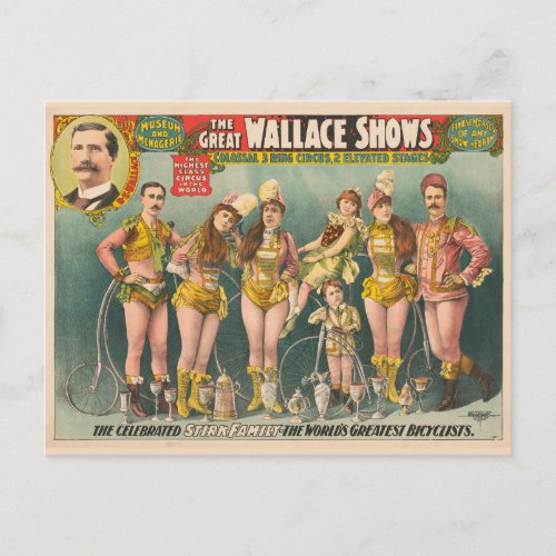 Poster Advertising The Great Wallace Shows Circus Postcard