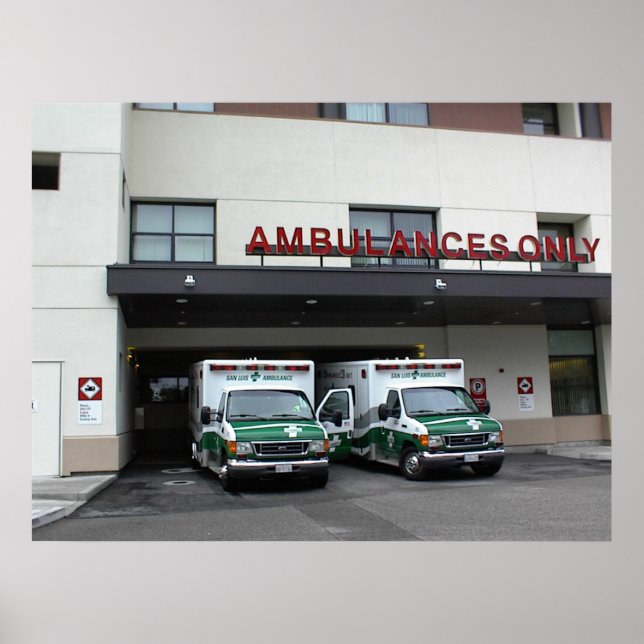 Poster:-Ambulances at Twin Cities Hospital Poster (Front)