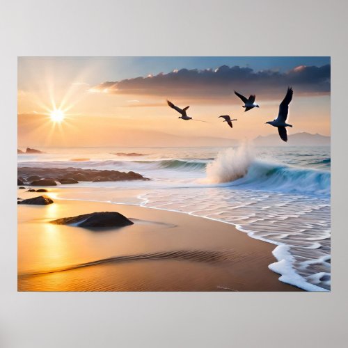 Poster Art Beach Sunset