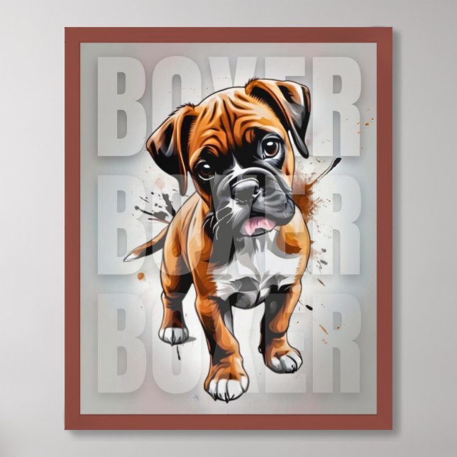 Poster Art : Boxer Puppy Loveable (Framed Front)