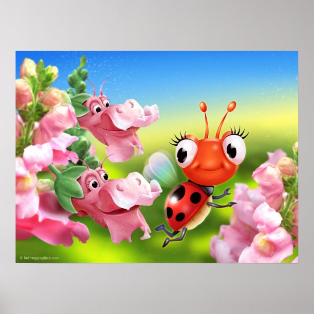 Poster art cute Ladybug and Snap Dragons (Front)