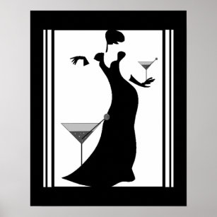 Black And White Art Deco Posters Photo Prints Zazzle Poster Art Deco Lady Black White