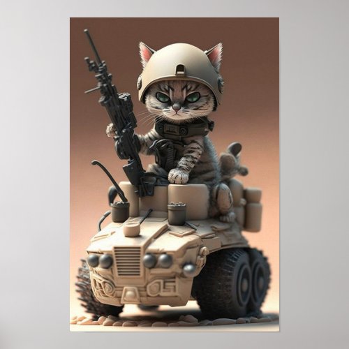 Poster Art Military Cat