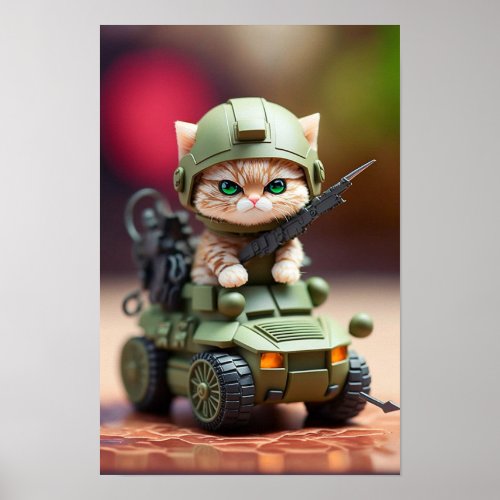 Poster Art Military Cat