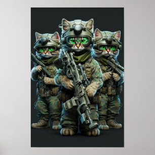 Poster Art Military Cats