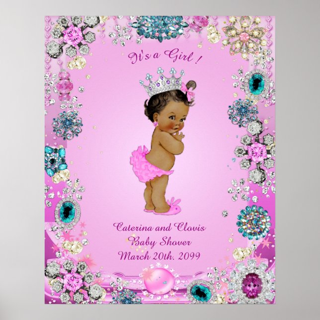 Poster Baby Shower Girl,  Princess, pink, 16x20 (Front)