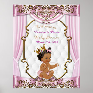 Poster Baby Shower Girl, Princess, pink, 16x20