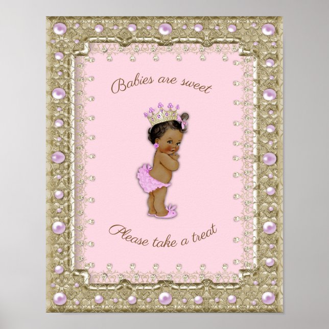 Poster Baby Shower Girl,  Princess, pink, 8.5x11 (Front)