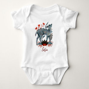 Poster baby shower red and blue with animals baby baby bodysuit