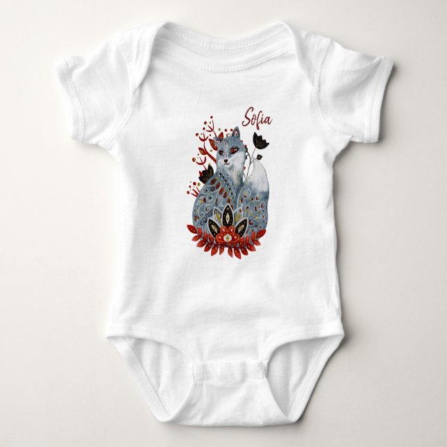 Poster baby shower red and blue with animals baby  baby bodysuit (Front)