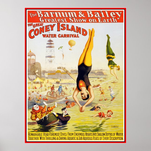 Poster Barnum & Bailey Circus Water Coney Island (Front)