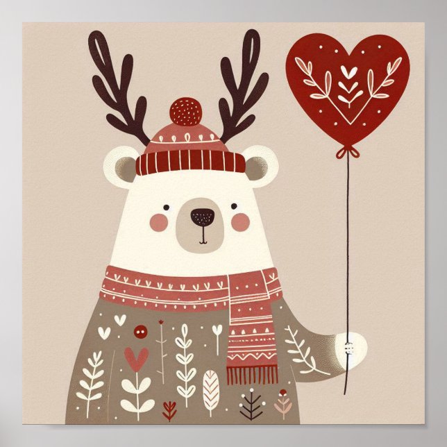 Poster "Bear holding a balloon" (Front)