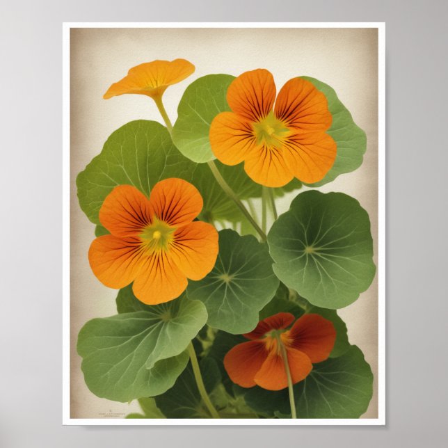 Poster Beautiful Nasturtium Flower Wall Art Decor (Front)