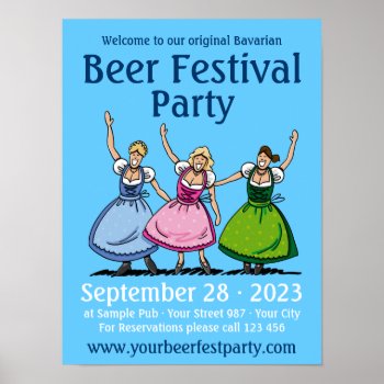 Poster Beer Festival Party Beautiful Dirndl Women by frankramspott at Zazzle