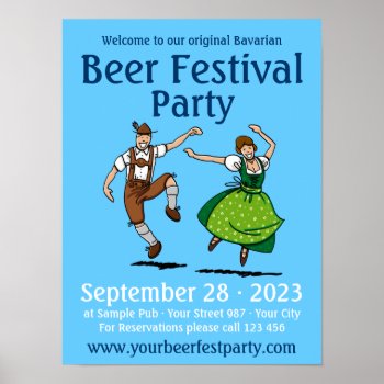 Poster Beer Festival Party Dancing Bavarian Couple by frankramspott at Zazzle