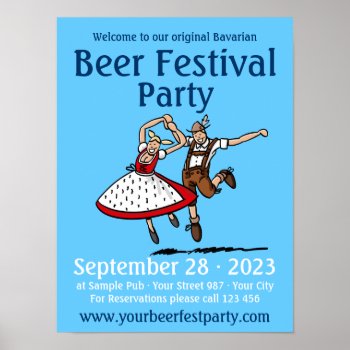 Poster Beer Festival Party Dancing Couple by frankramspott at Zazzle