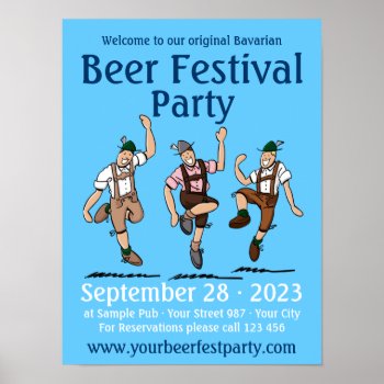Poster Beer Festival Party Dancing Lederhosen Men by frankramspott at Zazzle