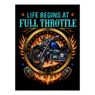 Poster Biker, Life Begins At Full Throttle