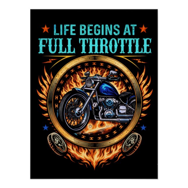 Poster Biker, Life Begins At Full Throttle (Front)