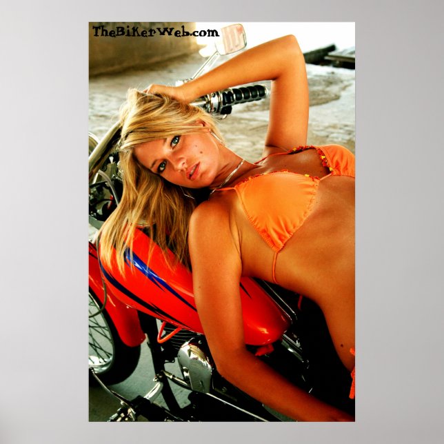 Poster: Bikini Babe on a Custom Motorcycle Poster (Front)