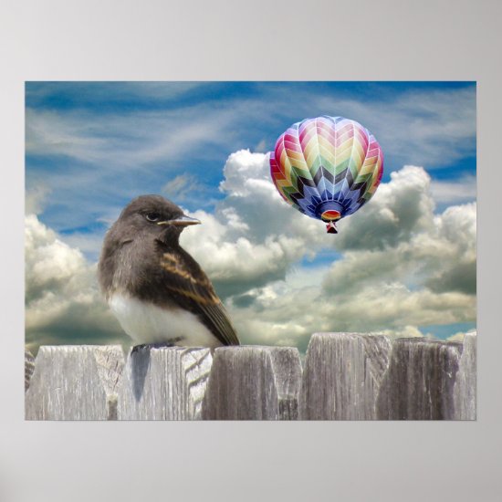 Poster - Bird and hot air balloon