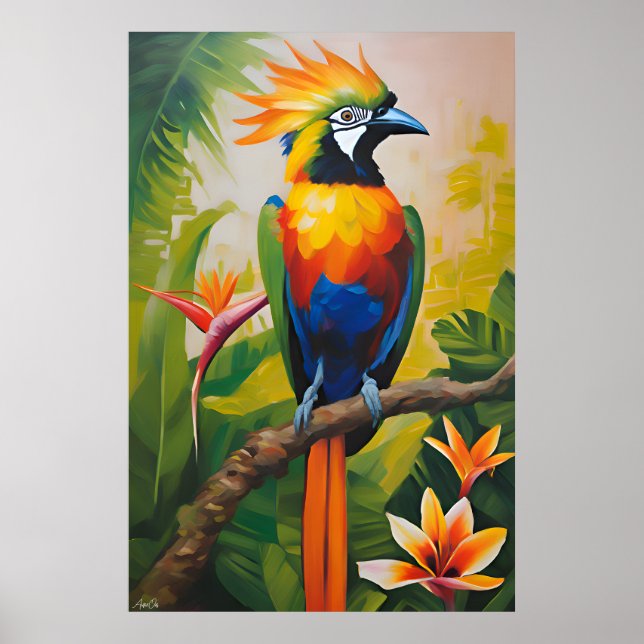 Poster | Bird of Paradise | Oil Painting Style (Front)