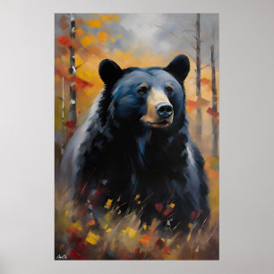 Poster Black Bear Oil Painting Style