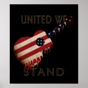 Poster - Black - Guitar American Flag - Black