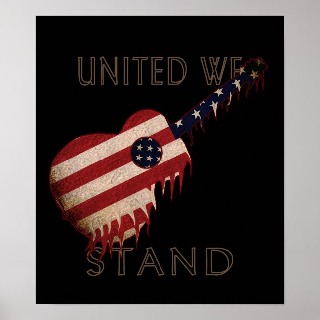 Poster - Black - Guitar American Flag - Black (Front)