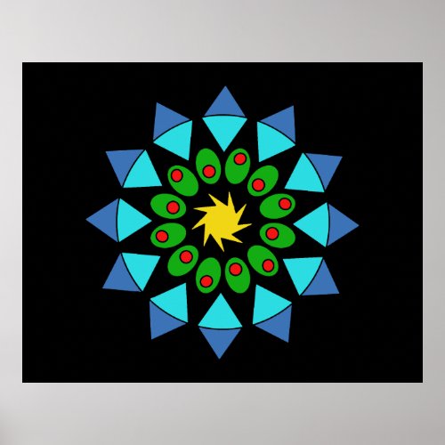 Poster _ Blue and Green Mandala