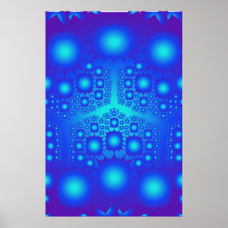 Poster: Blue Fractal Explosions Poster