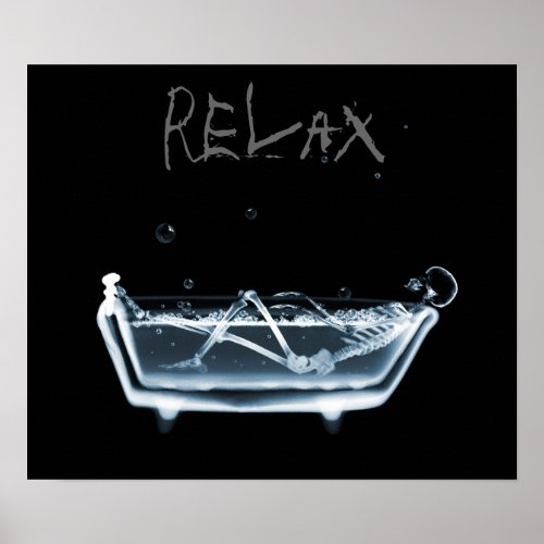 Poster_ Blue Relax X_Ray Skeleton Bath Time Poster