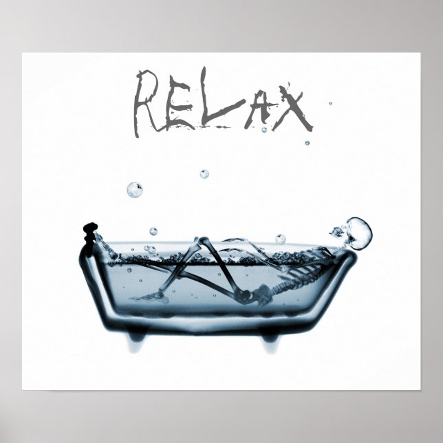 Poster- Blue Relax X-Ray Skeleton Bath Time Poster (Front)