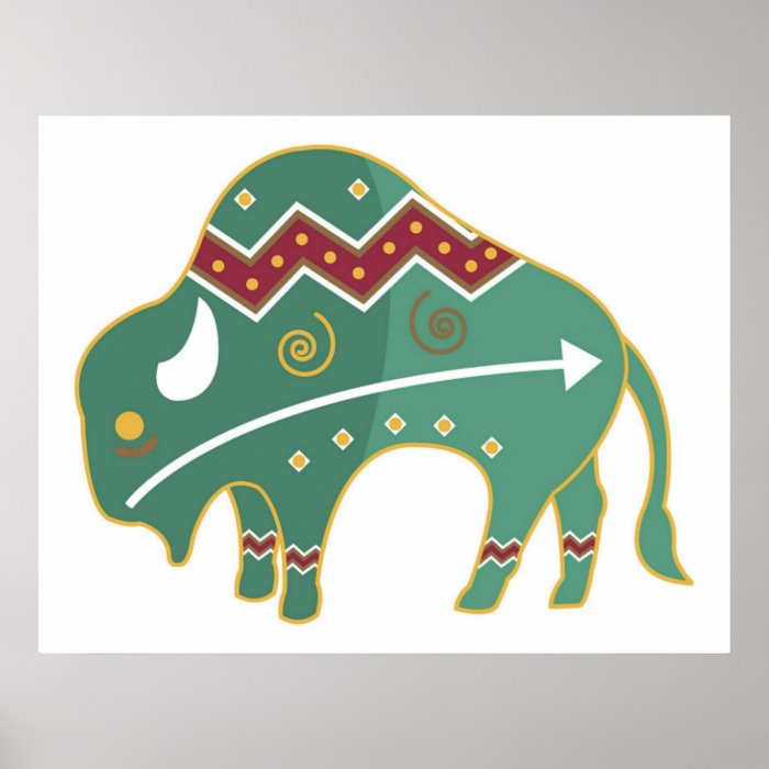 Poster Buffalo Design Native American