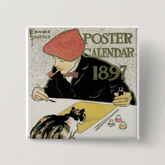 Poster Calendar 1897 Pinback Button (Front)
