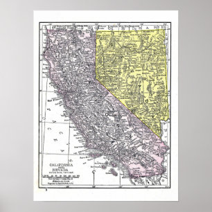 Poster:  California and Nevada map, 1921 Poster