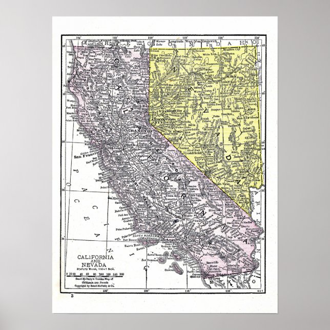 Poster:  California and Nevada map, 1921 Poster (Front)