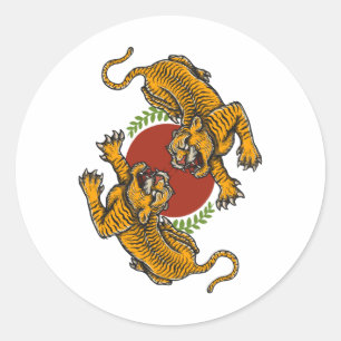 Poster Camiseta Tiger fight Classic Round Sticker
