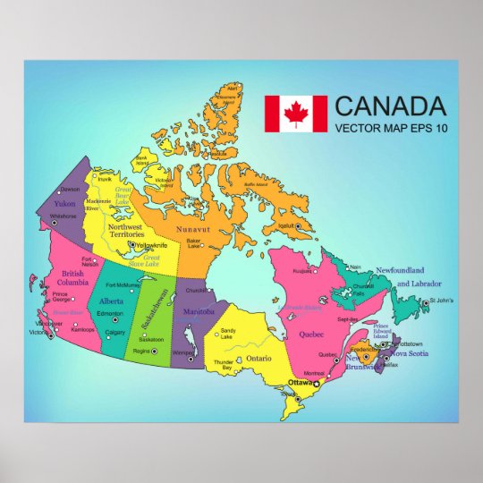 Poster - Canada Map with Provinces | Zazzle.com