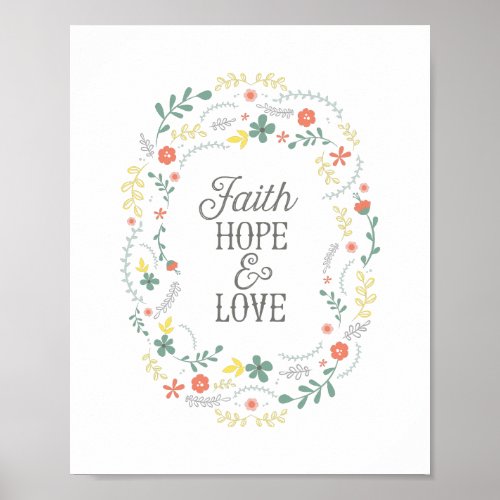 Poster Christian Faith Hope Love Wreath Scripture