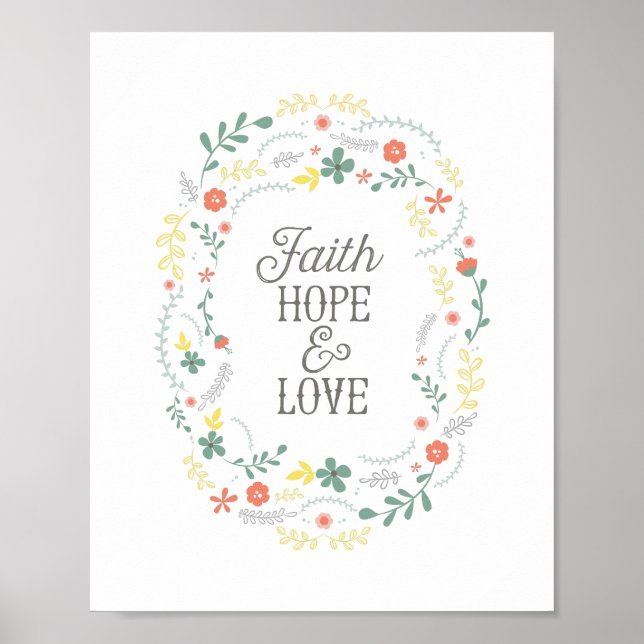 Poster Christian Faith Hope Love Wreath Scripture (Front)