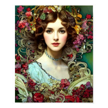 Poster Christmas Lady inspiration Mucha